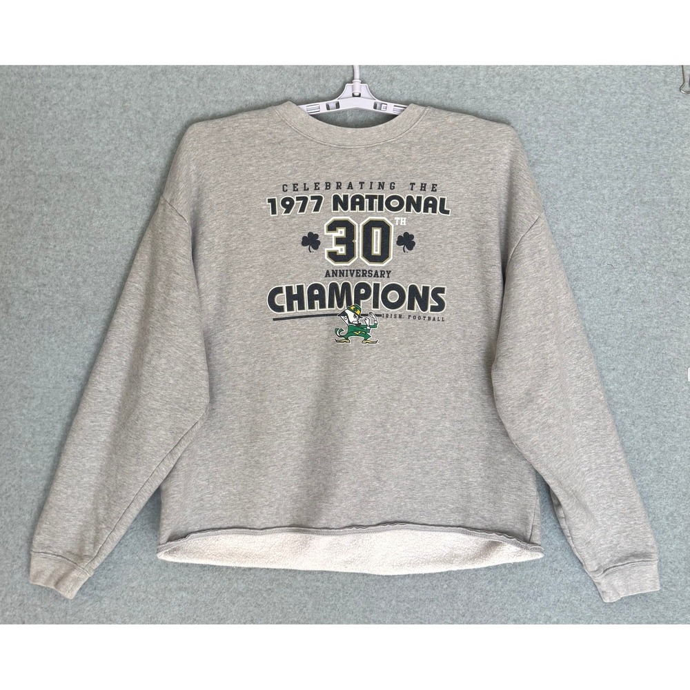 Adidas Sweatshirt Mens XL Grey Notre Dame 1977 Champions 30th Anniversary